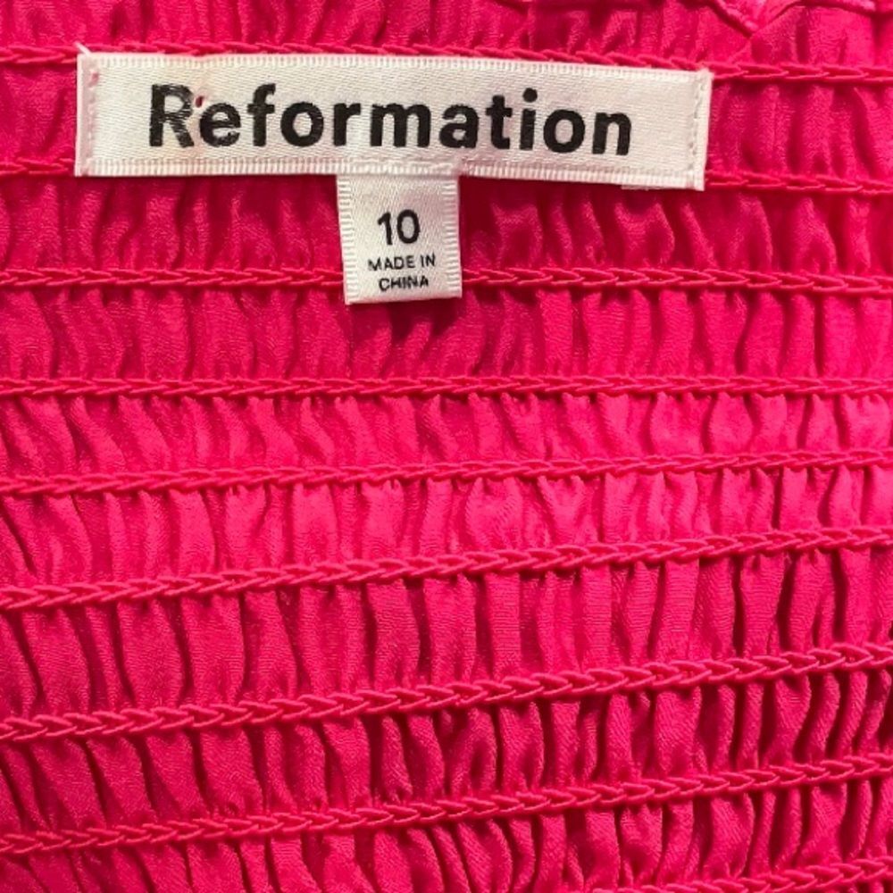 Reformation Gruyere 100% Silk Hot Pink Bandana Y2K Fitted Cami Top Size 10 - Picture 8 of 10